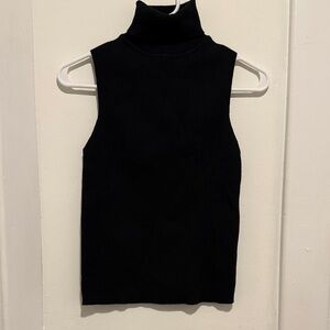 Elegant Black Sleeveless Turtleneck Top